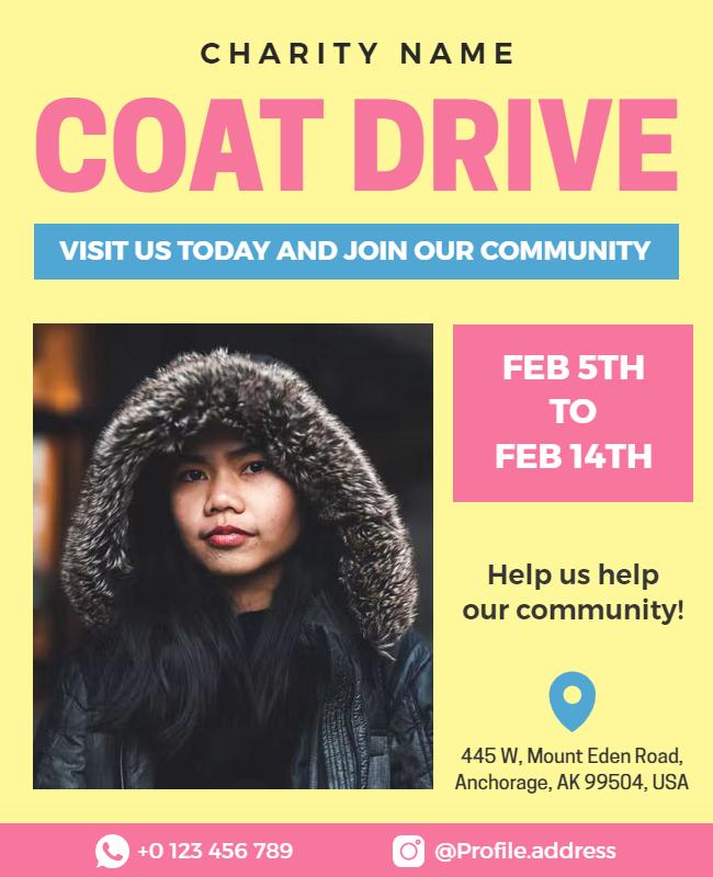 Community Charity Coat Drive Event Flyer Template