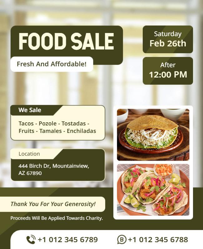 Community Charity Food Sale Event Flyer Template