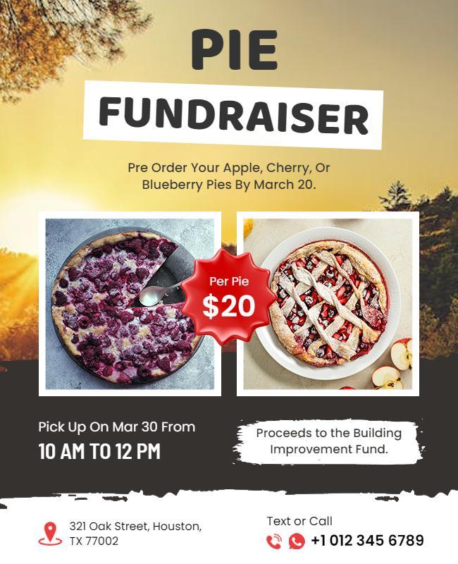 Community Charity Pie Fundraiser Flyer Template