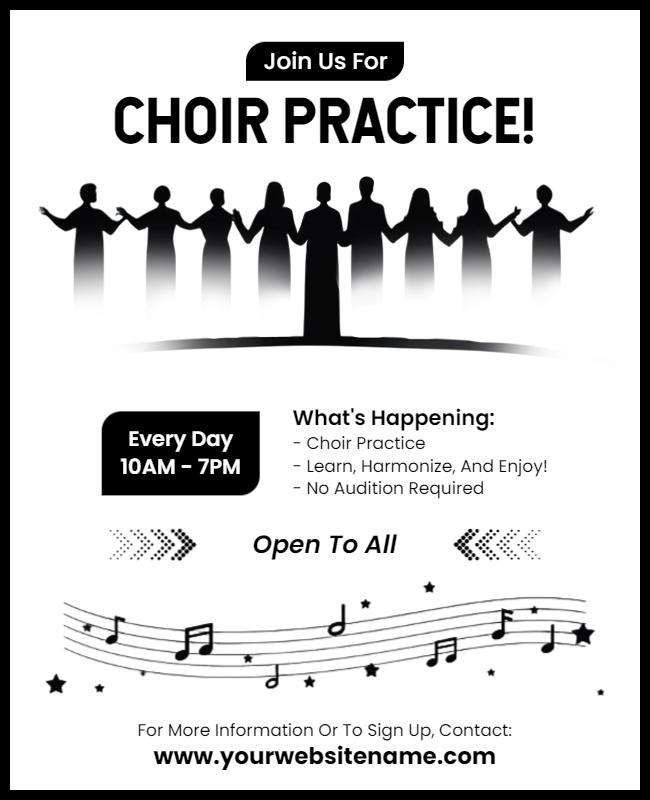 Community Choir Practice Invitation Flyer Template