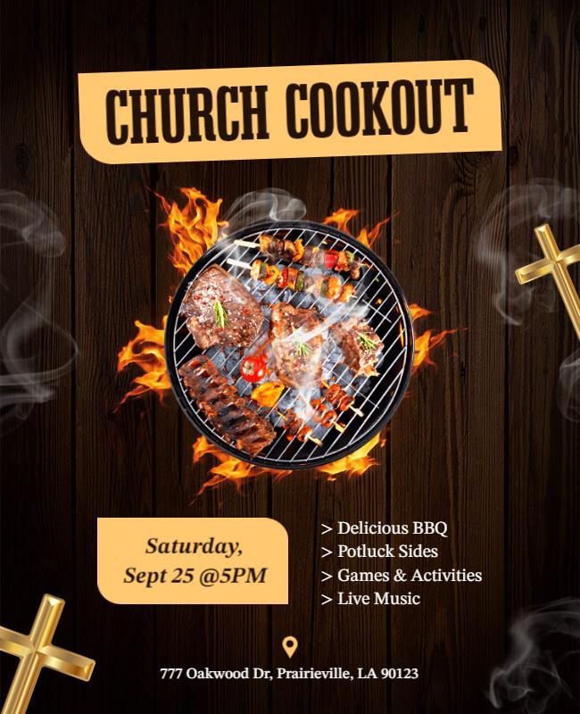 Community Church Bbq Cookout Event Flyer Template