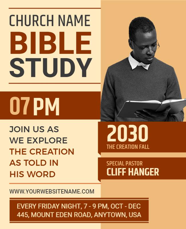 Community Church Bible Study Event Flyer Template