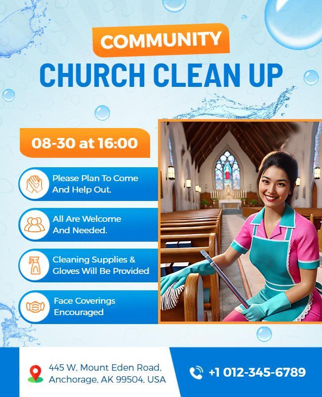 Community Church Clean up Event Flyer Template