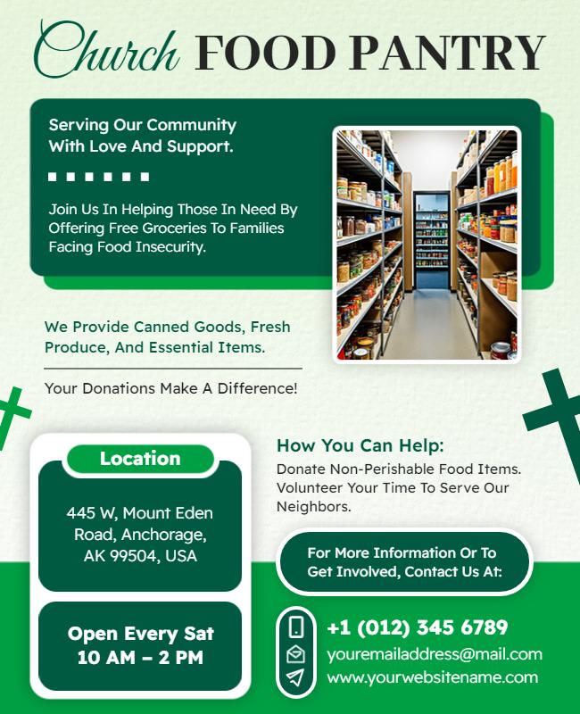 Community Church Food Pantry Outreach Flyer Template