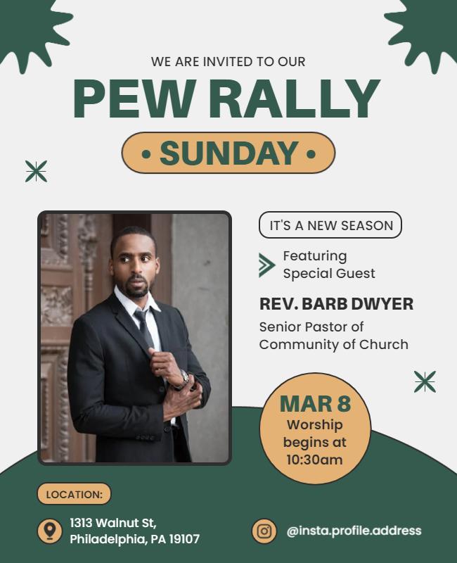 Community Church Pew Rally Event Flyer Template