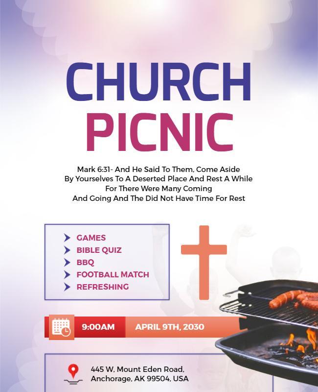 Community Church Picnic Event Flyer Template