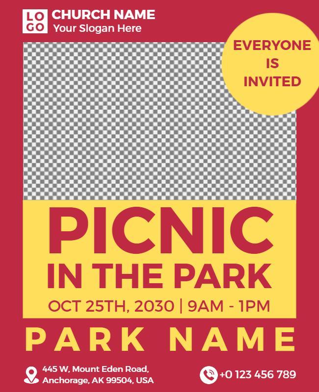 Community Church Picnic in the Park Flyer Template