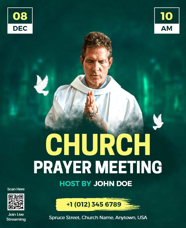 Community Church Prayer Meeting Flyer Template