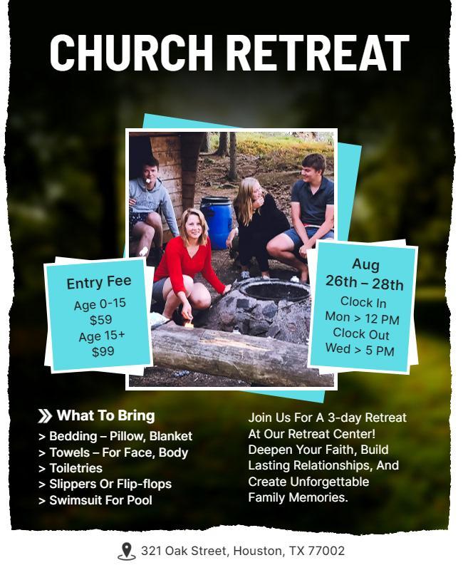 Community Church Retreat Event Flyer Template