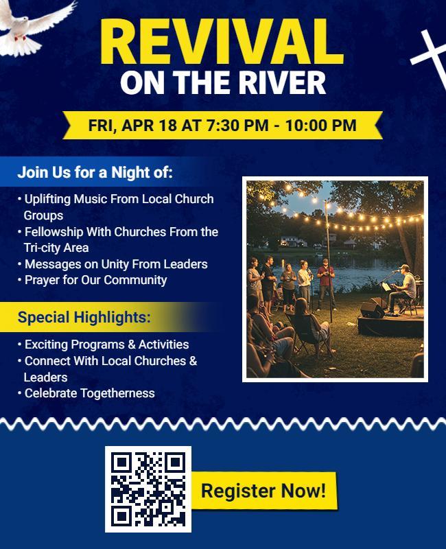 Community Church Revival on the River Event Flyer Template