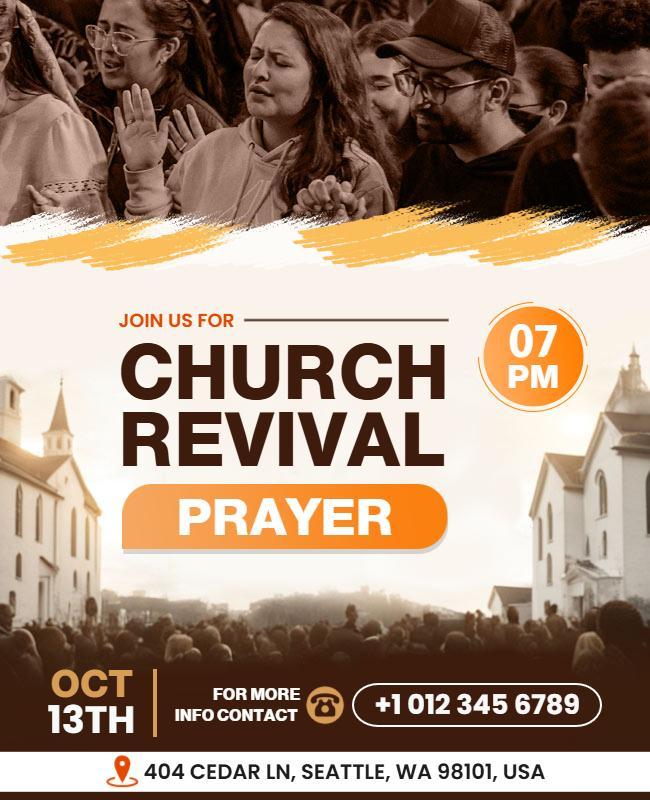 Community Church Revival Prayer Event Flyer Template