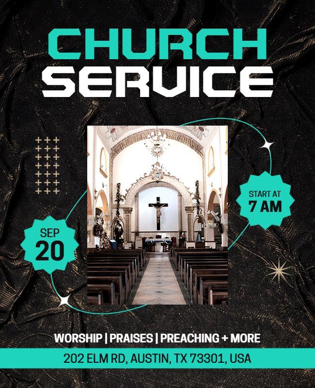 Community Church Service Announcement Flyer Template