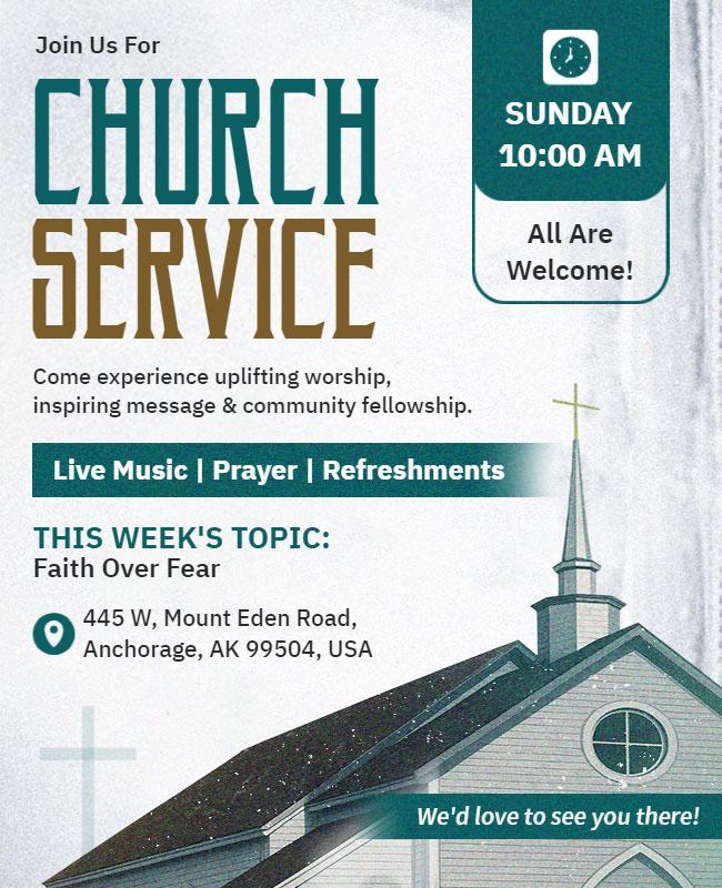 Community Church Service Invitation Flyer Template