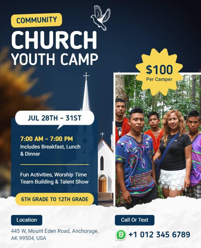 Community Church Youth Camp Event Flyer Template