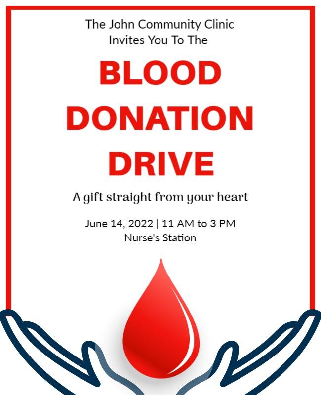 Community Clinic Blood Donation Drive Flyer Template