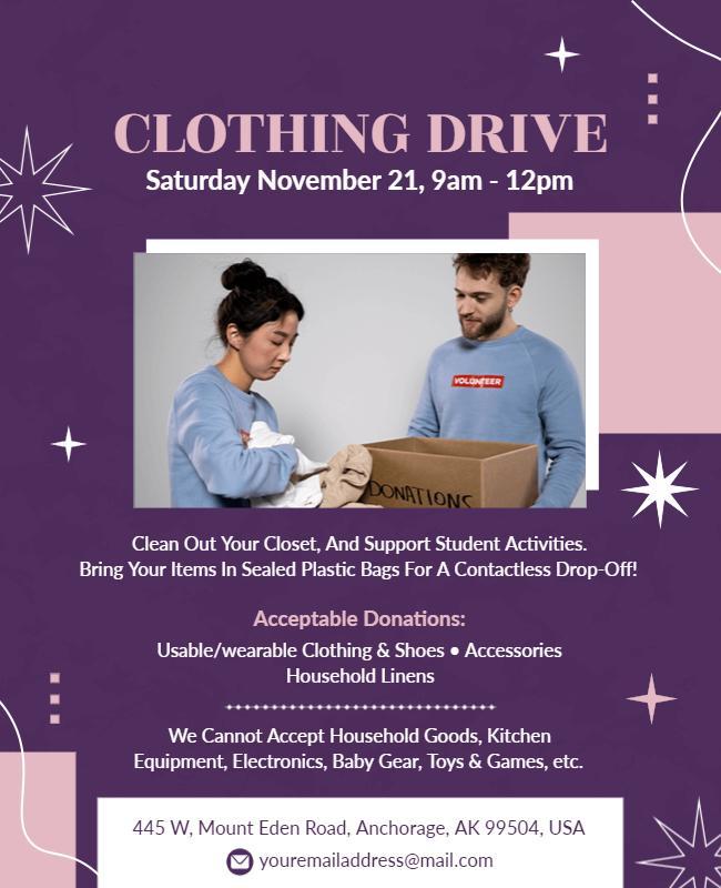 Community Clothing Drive Donation Event Flyer Template