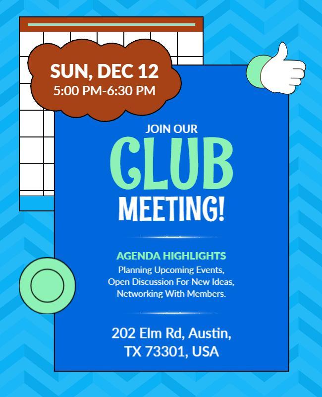 Community Club Meeting Event Flyer Template