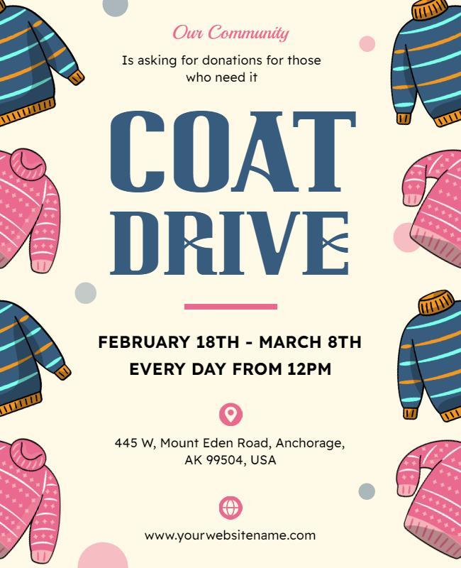 Colorful Cozy Knitwear Coat Drive Donation Flyer Template