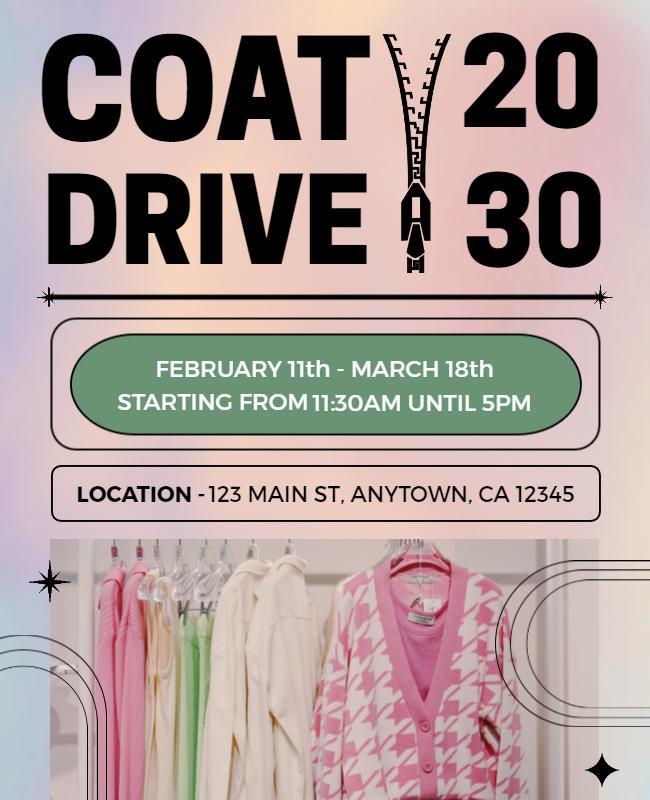 Colorful Modern Coat Drive Fundraiser Flyer Template