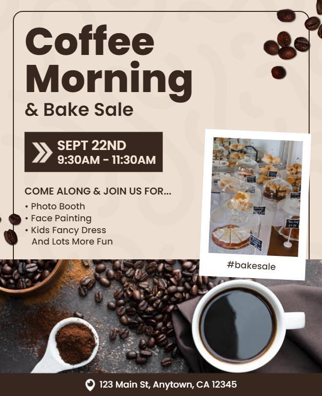 Community Coffee Morning and Bake Sale Flyer Template