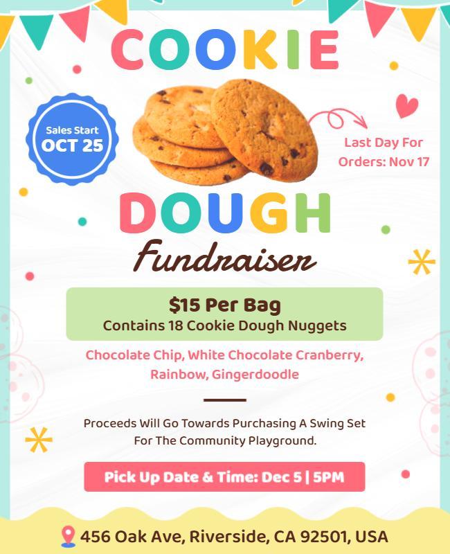 Community Cookie Dough Fundraiser Flyer Template