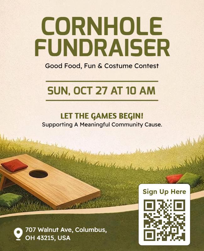 Community Cornhole Fundraiser Event Poster Template