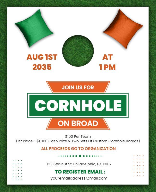 Community Cornhole Tournament Event Flyer Template