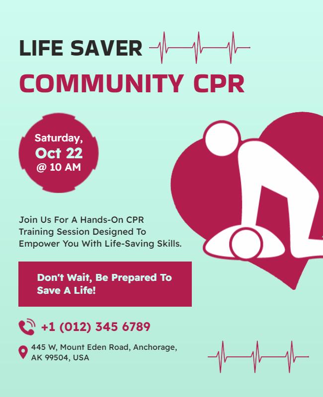 Community Cpr Training Workshop Flyer Template