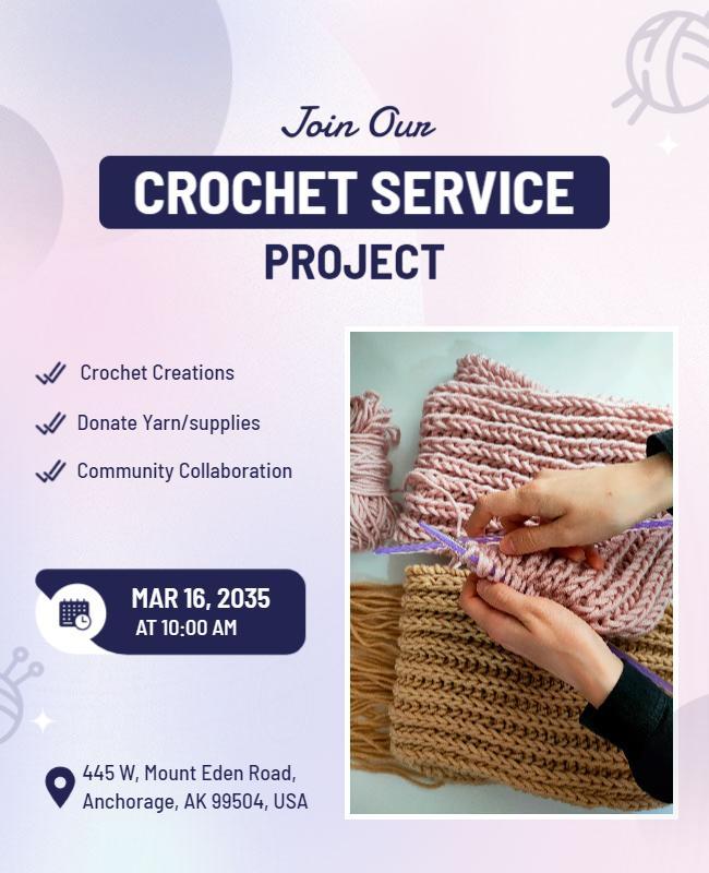 Community Crochet Service Project Flyer Template