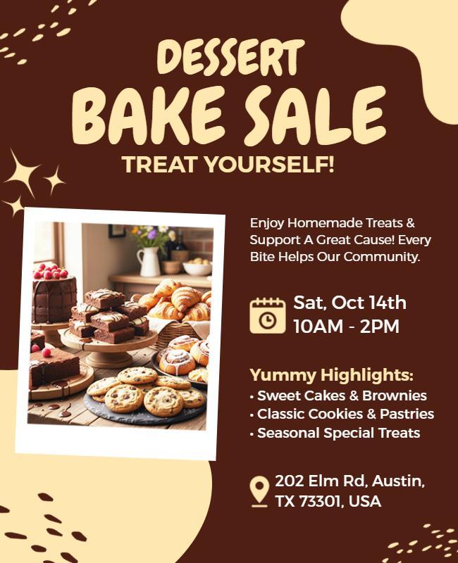Community Dessert Bake Sale Event Flyer Template
