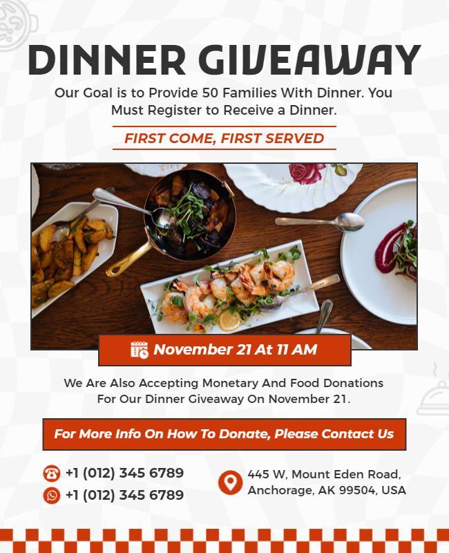 Community Dinner Giveaway Event Flyer Template