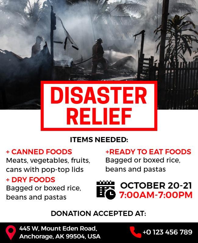 Community Disaster Relief Donation Flyer Template