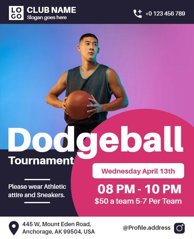 Dynamic Blue Dodgeball Tournament Promotion Flyer Template