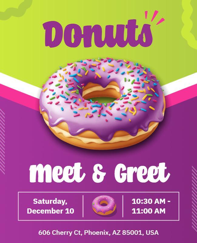 Community Donut Meet and Greet Event Flyer Template