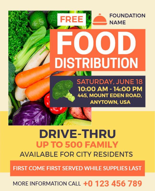 Community Drive Thru Food Distribution Flyer Template