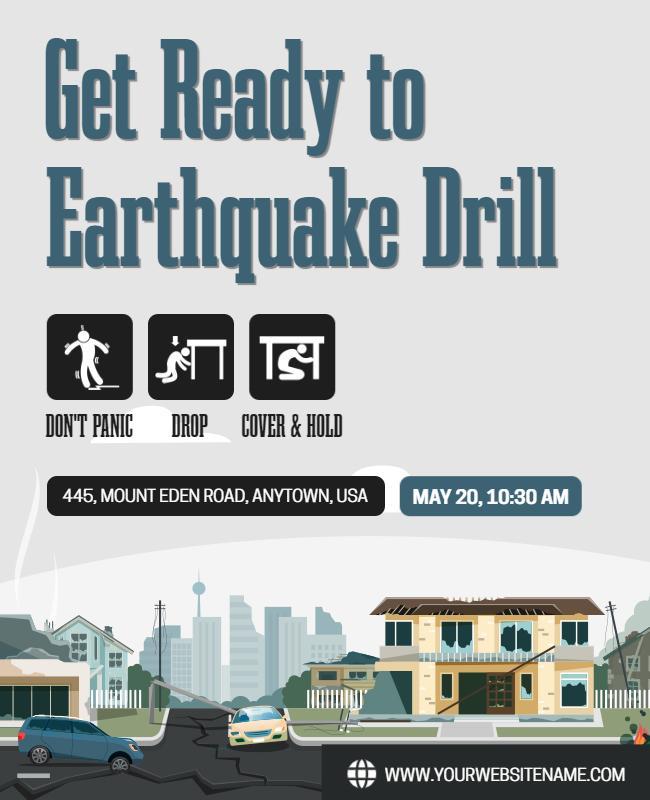 Community Earthquake Preparedness Drill Flyer Template