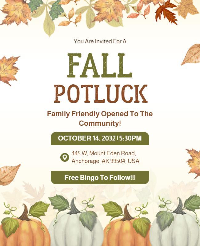 Community Fall Potluck Event Flyer Template