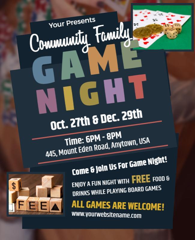 Community Family Game Night Event Flyer Template