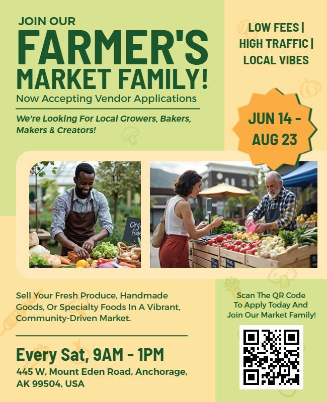 Community Farmers Market Vendor Invitation Flyer Template