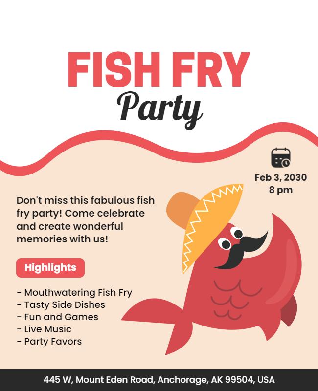 Community Fish Fry Party Celebration Flyer Template