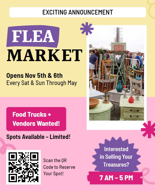 Community Flea Market Announcement Flyer Template