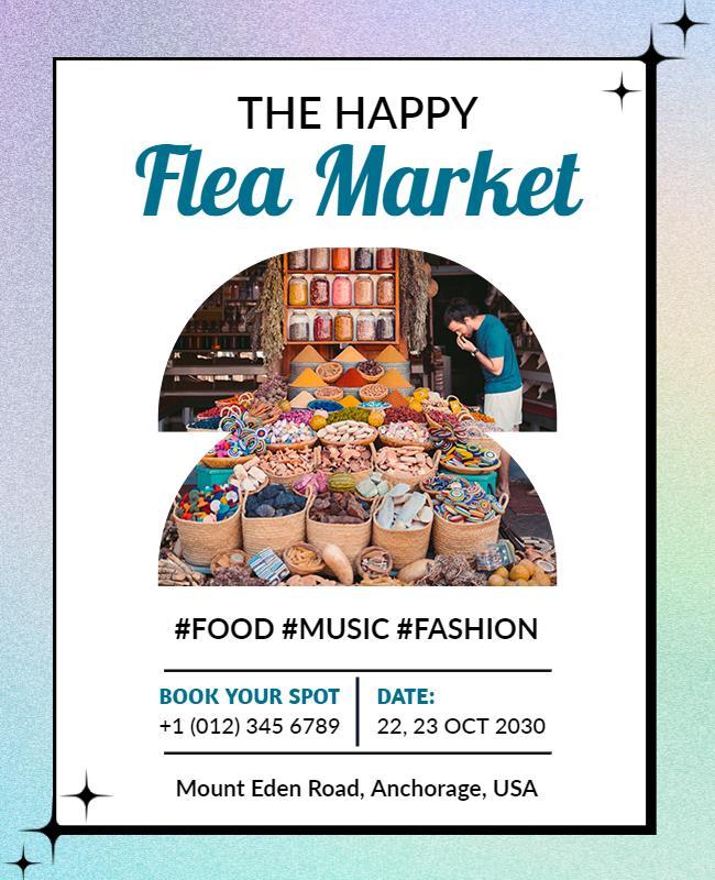 Colorful Market Theme for Happy Flea Market Flyer Template