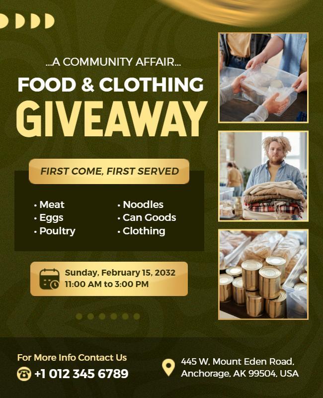 Community Food and Clothing Giveaway Event Flyer Template