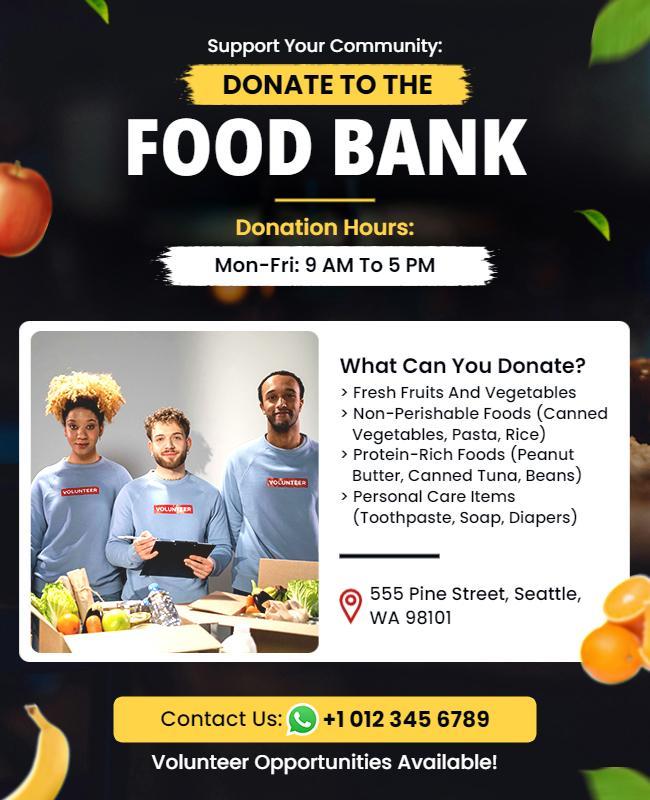 Community Food Bank Donation Drive Flyer Template