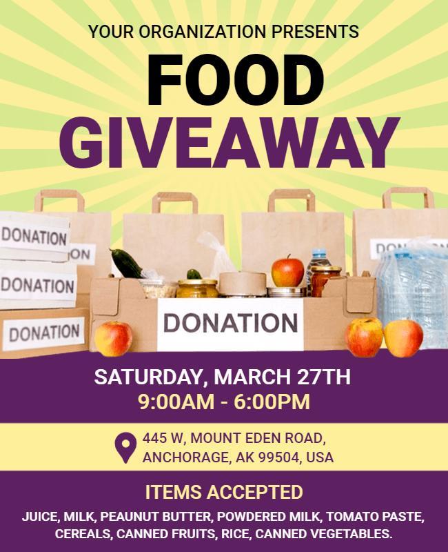 Community Food Donation Giveaway Flyer Template