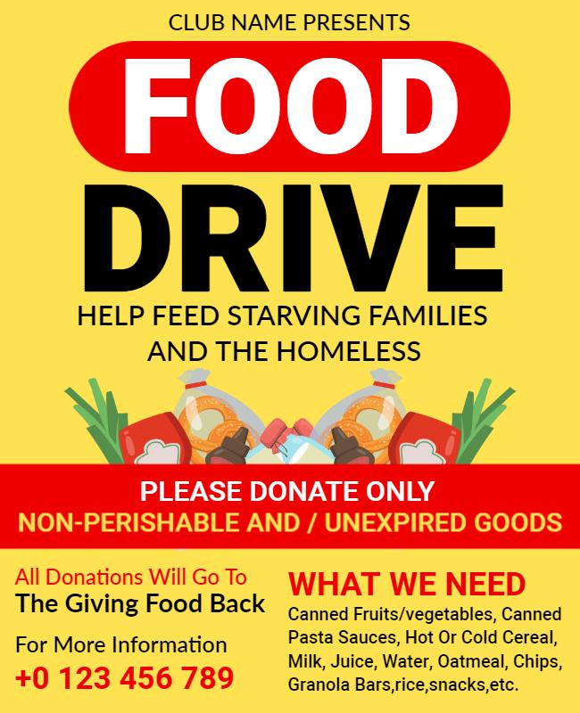 Community Food Drive Charity Flyer Template