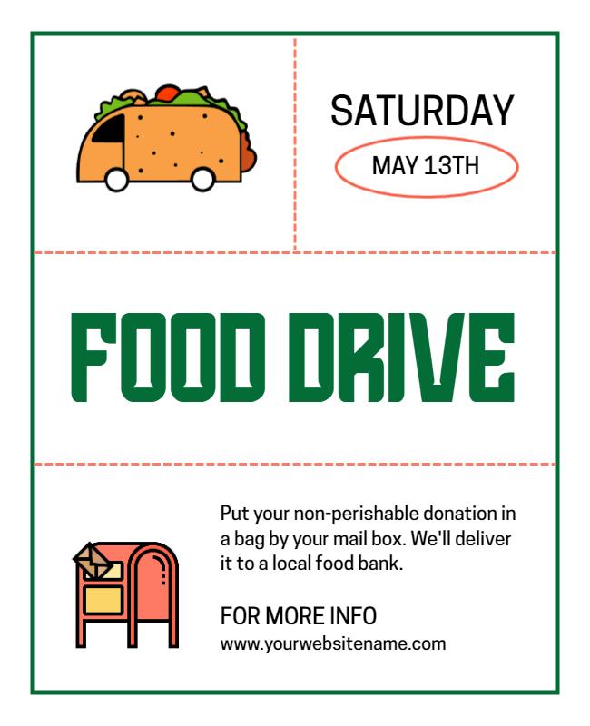 Colorful Food Drive Donation Event Flyer Template