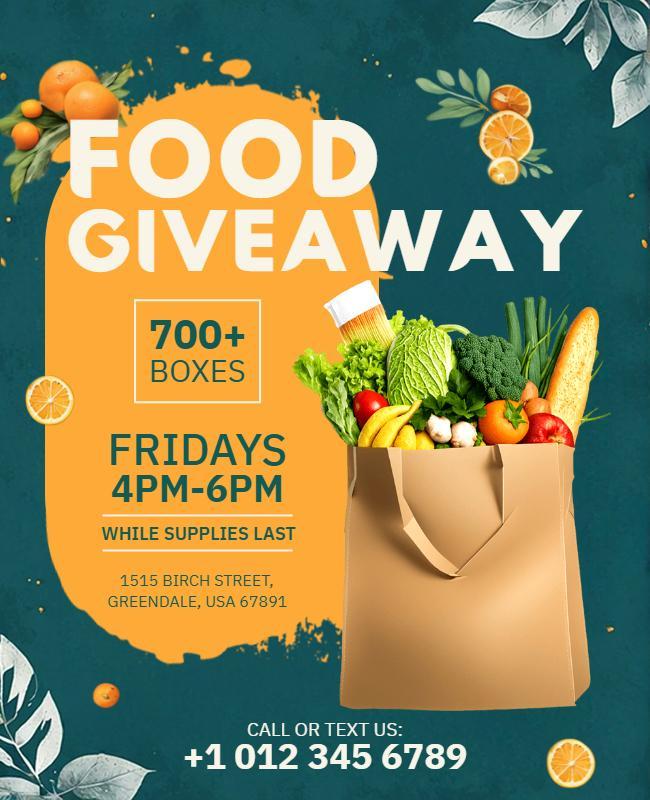 Fresh Green Food Giveaway with Groceries Flyer Template