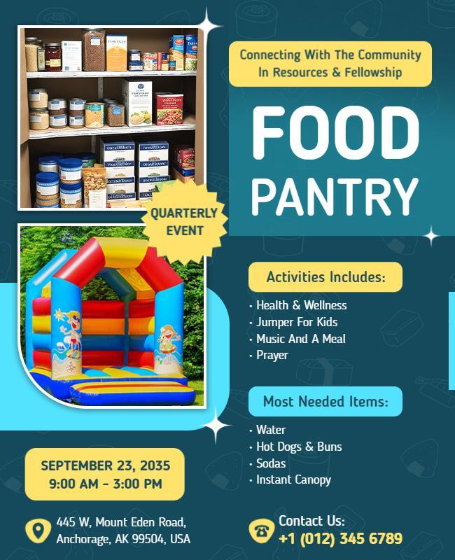 Colorful Community Food Pantry Resources Event Flyer Template