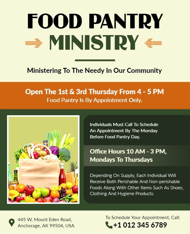 Community Food Pantry Ministry Flyer Template